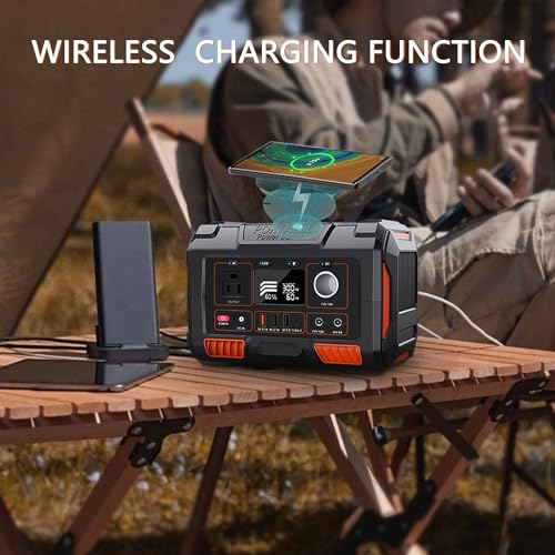 Portable Power Station 300W, 288Wh/78000mAh Solar Generator with 110V AC Outlet/3 DC Ports/4 USB Ports, Flashlight, Wireless Charging, Backup Battery for Outdoors Camping Travel Hunting Home