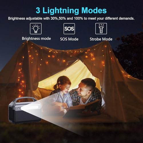 Portable Power Station 300W, Mini Solar Generator for Home Use, 1.5 hours Ultra Fast Recharge Outdoor Generator, LiFePO4 Pure Sine Wave Power Bank with LED Light for RV Camping Fishing Home Emergency