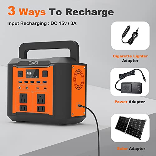 Portable Power Station 300W (Peak 500W) Lithium Battery (296Wh/80000mAh) Backup Source with Flashlight Solar Portable Generator with DC AC Outlet for Camping Essentials Home Use and Travel