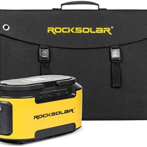 Portable Power Station and Foldable Solar Panel - RS420 200W Ready Solar Generator Lithium Battery Backup and 12V RSSP60 60W Solar Charger with AC/12V DC/USB Outlets
