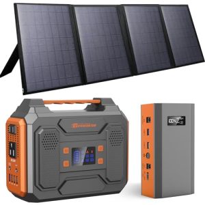 Portable Solar Generator 300W,Portable Power Bank with AC Outlet 40W Solar Panel for Home Use, RV, Outdoor Camping Adventure
