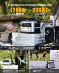 Portable Solar Generator, Egretech Portable Power Station Sonic 1200W 999Wh with 100W Portable Solar Panel, 1200W AC Outlets, PD 100W for RV, Outdoor Camping
