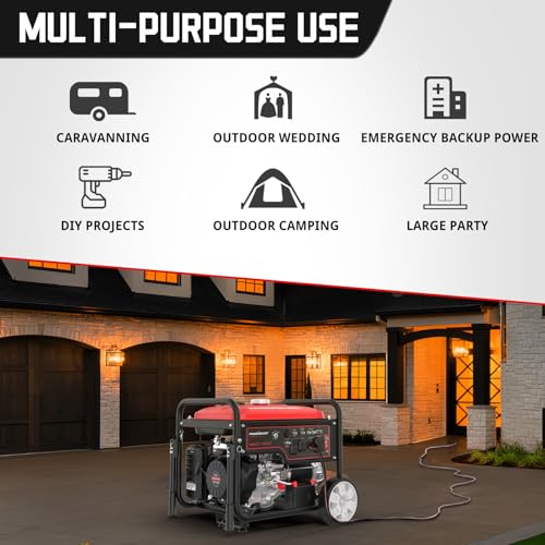PowerSmart 12000 Watt Open Frame Portable Generator Gas Powered, Electric Start,Transfer Switch Ready 30A & 50A Outlet, Parallel Capable, Handle & Wheel Kit, Generators for Home Use CARB Compliant