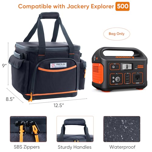 Travel Carrying Case Compatible with Jackery 500, Portable Power Station Storage Case with Waterproof Bottom and Pocket for Solar Generator Jackery Accessories, Storage Bag Only