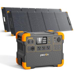 pecron Solar Generator E1500LFP with 2pcs 200W Solar panel,1536Wh/2200W Portable Power Station LiFePO4 Battery Backup Emergency Power for Camping, Off-grid, Power Outage