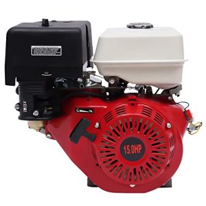 Gas Engine Motor 15HP 4 Stroke, Gas Powered Portable Generator-Manual Recoil Starter 9.7KW 3600RPM Air Cooling Garden Tiller Cultivator Motor, Home Back Up & RV Ready, Red, Black