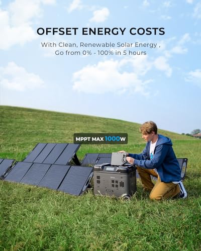 OUKITEL P5000 Solar Generator with 2x400W Solar Panel, 5120Wh LiFePO4 Power Station, 5x2200W AC Outlets (4000W Surge), UPS Battery Backup, 1000W MPPT Solar Input, for Emergency, Power Outage, Home