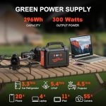 POWSTREAM-300W-Portable-Power-Station-Solar-Camping-Generator - 296Wh Lithium Ion Battery Power Supply with PD Fast Charging,110V AC Output LED Flashlight for CPAP Outdoors RVs Emergency Home Blackout