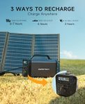 Portable Power Station 500Wh, Egretech Sonic 600W Solar Generator, Backup Lithium Battery with 600W Pure Sine Wave (1200W Surge), 1H Fast Recharging, 60W PD for Outdoor Camping/RVs/Travel/Emergency