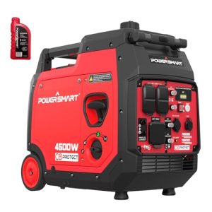 PowerSmart 4500-Watt Super Quiet Portable Inverter Generator with CO Sensor and Electric Start, Gas Powered, Wheel Handle Kit, Parallel Capable, Engine Oil Included, CARB Compliant