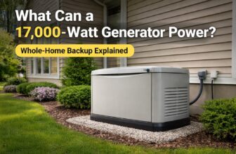 17,000-watt standby generator installed beside a residential home for whole-house backup power