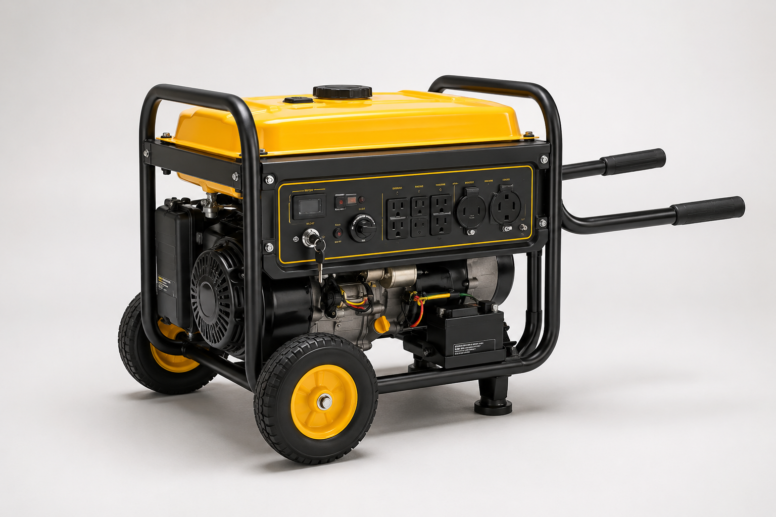 WEN 56475 yellow and black portable generator with electric start and wheel kit